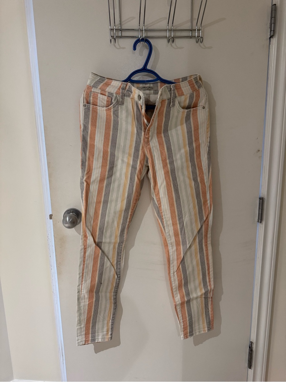 Mavi Striped Waistband Jeans with Blue, Orange & Cream Accents
